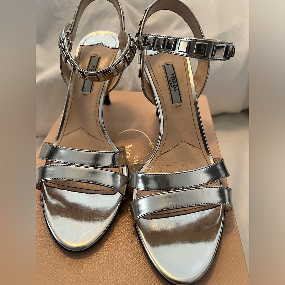 Prada Simple Speechio Sandal with studs Designer Wedding Shoes
